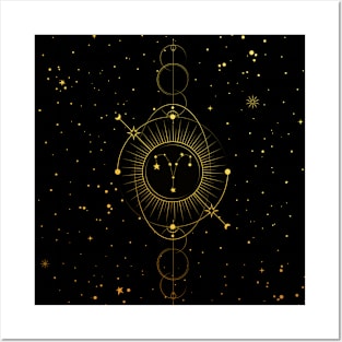 Cosmic Aries Gold Texture Posters and Art